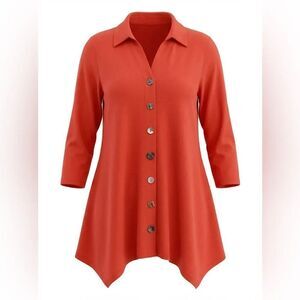 SOFT SURROUNDINGS WOMENS RED BLOUSE SIZE L